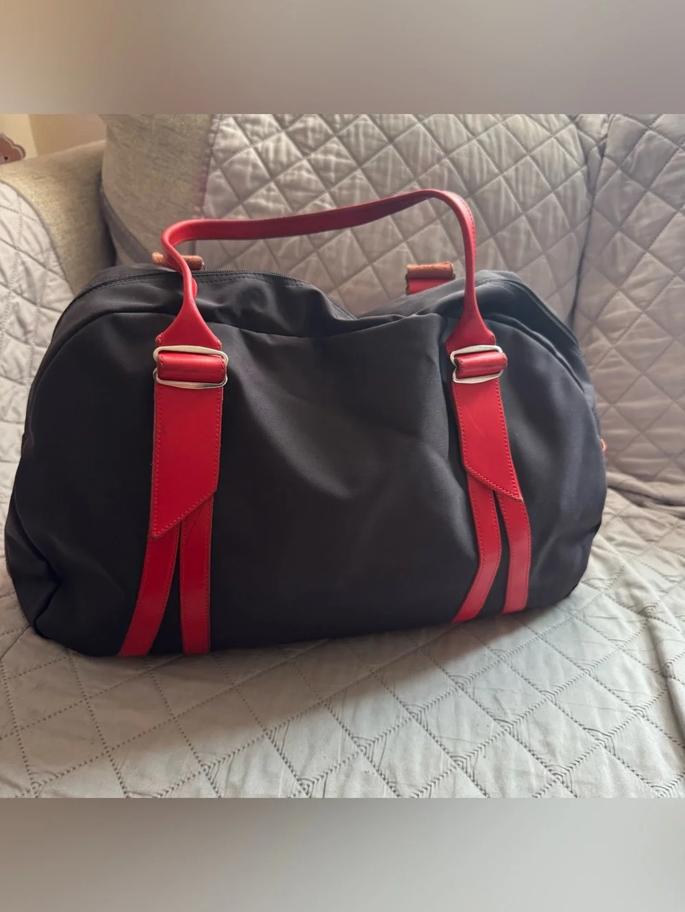 Jack Gomme Paris Voyage Walk Canvas Weekend Duffel Bag Black & Red
